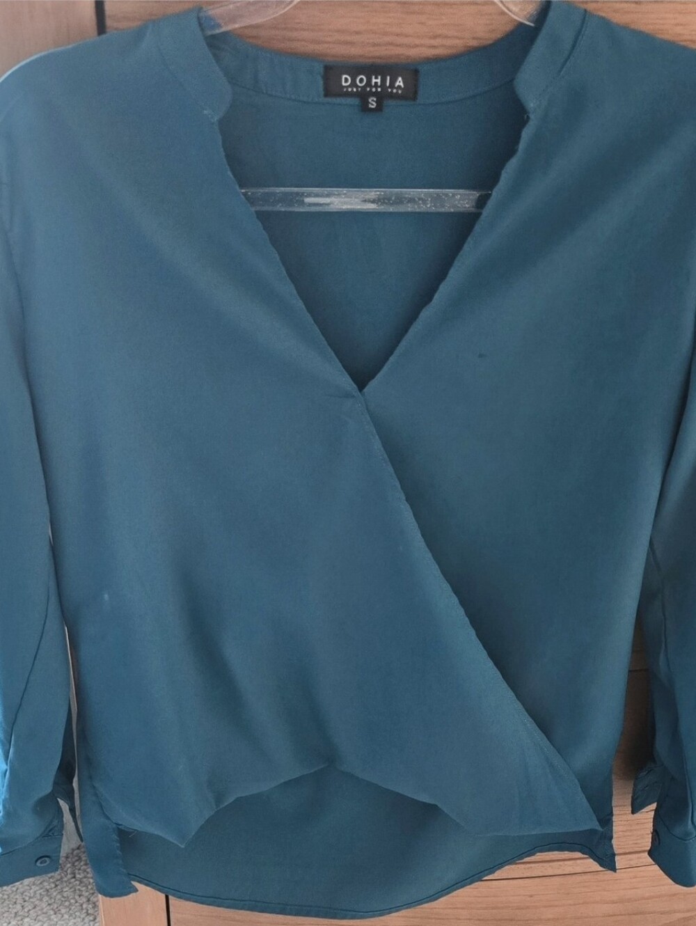 🍀 Dahia S Elegant Blue Women's Wrap Top, worn once